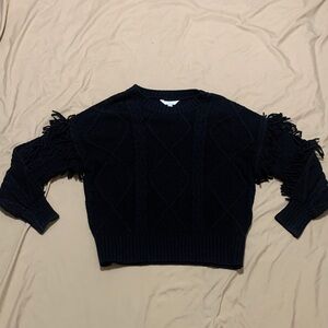 Time and Tru Black Sweater with Fringe